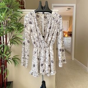 Nordstrom Floral V-neck Romper in White Size Sm
